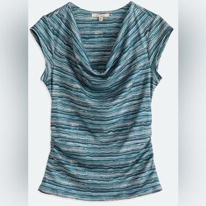 Les Serein Cowl Drape Neck Flutter Sleeve Side-ruched Top